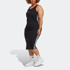 Adidas Women's Black Adicolor Classics 3 Stripes Long Tank Dress Size 1X